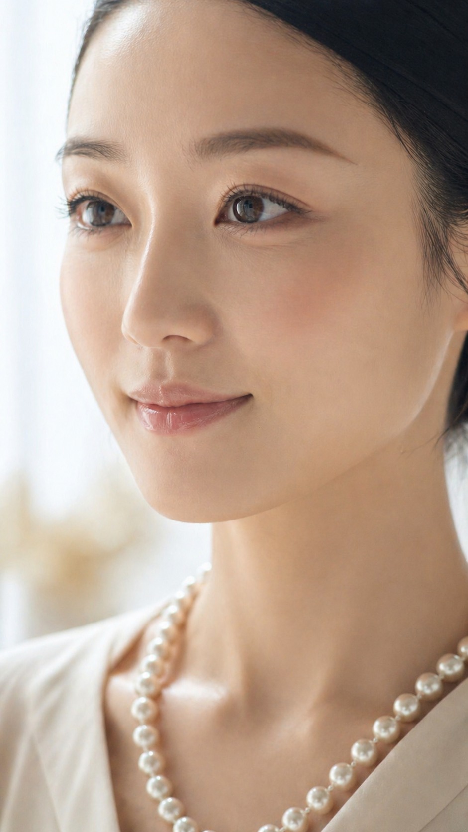 Close styling image showing a pearl necklace