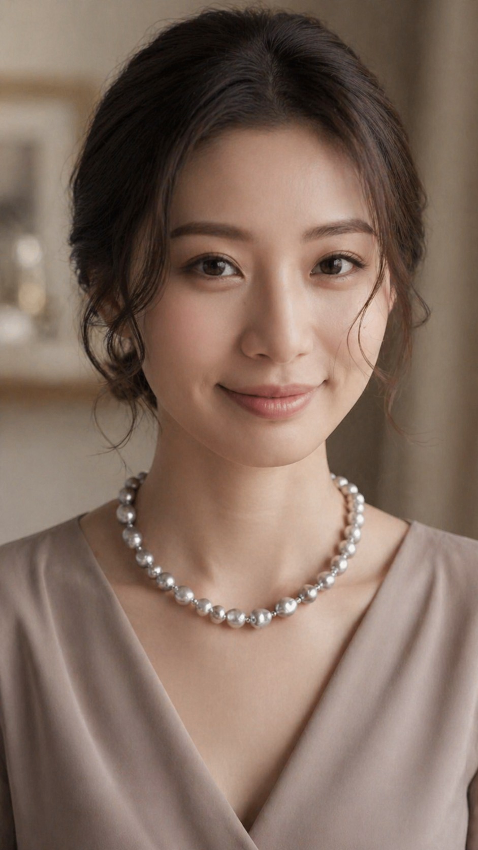 Styling image of a natural pearl necklace in warm light