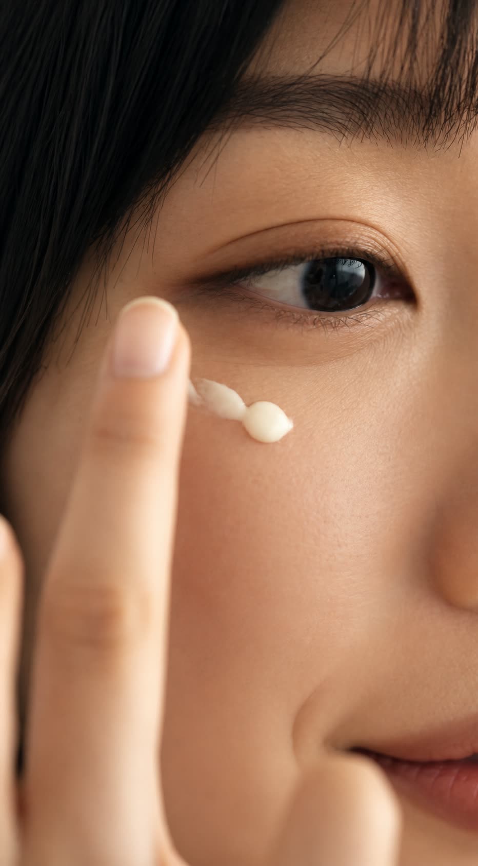 Close-up eye cream texture near the eye
